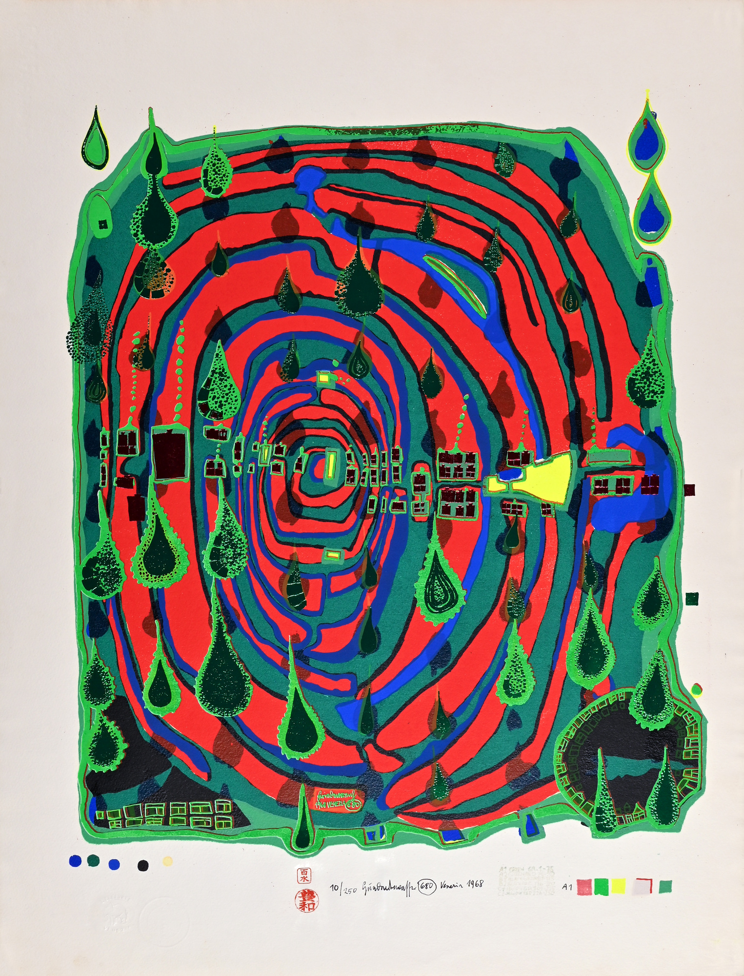 Friedensreich Hundertwasser, Sad not so said is rainshine, aus "Rainday on a rainy day"