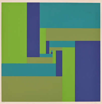 Bewegung von vier kontrastierenden Gruppen aus einem Zentrum