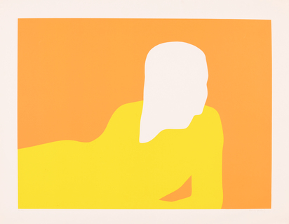 Liegende (oranger Hintergrund)