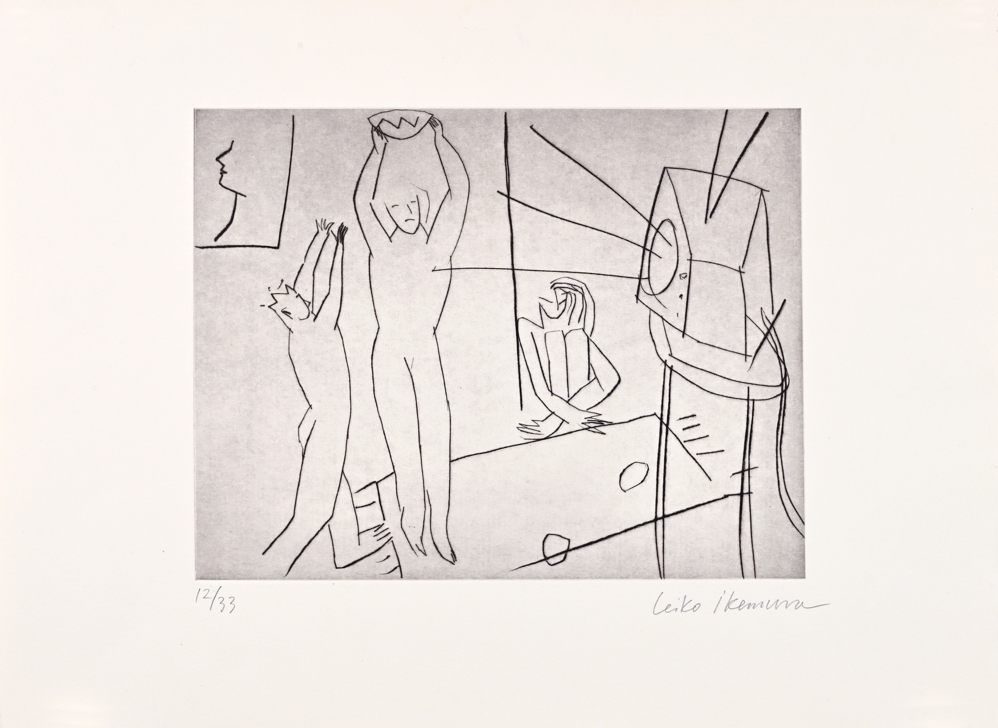 Leiko Ikemura, 3 Blätter, aus "Mappe mit 7  Kaltnadelradierungen"