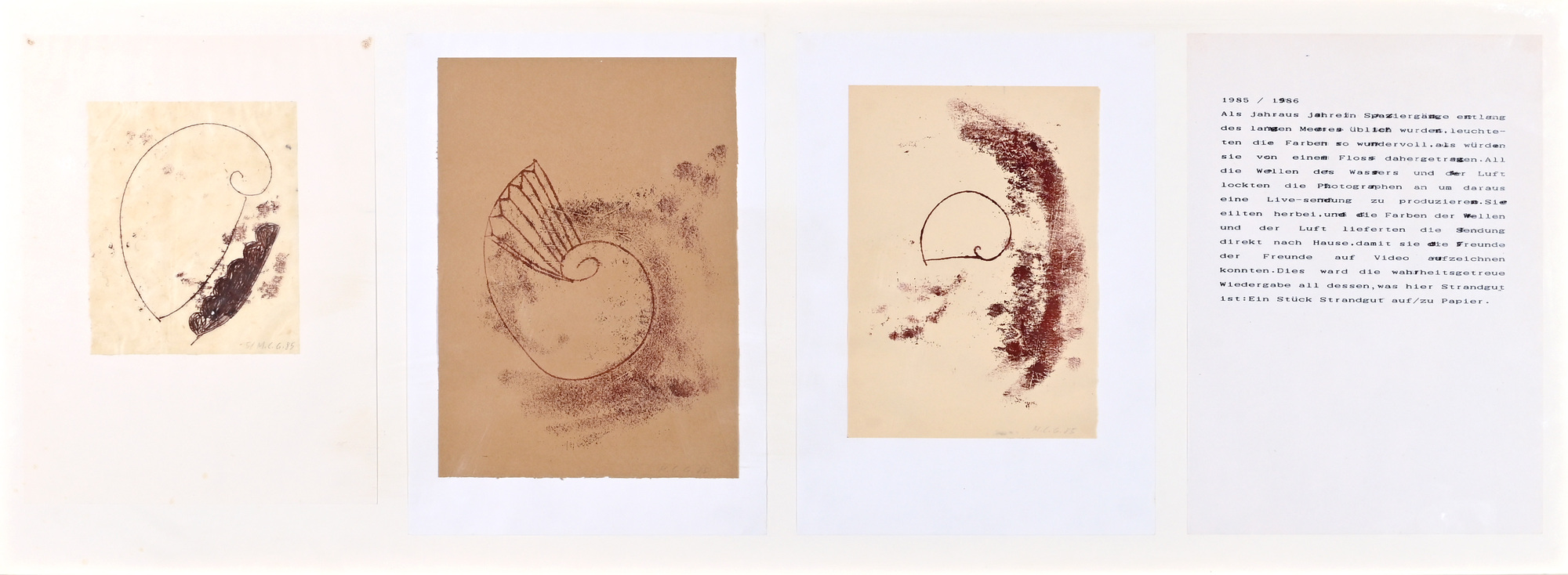 Mireille Gros, Strandgut auf/zu Papier (Vierteilig)