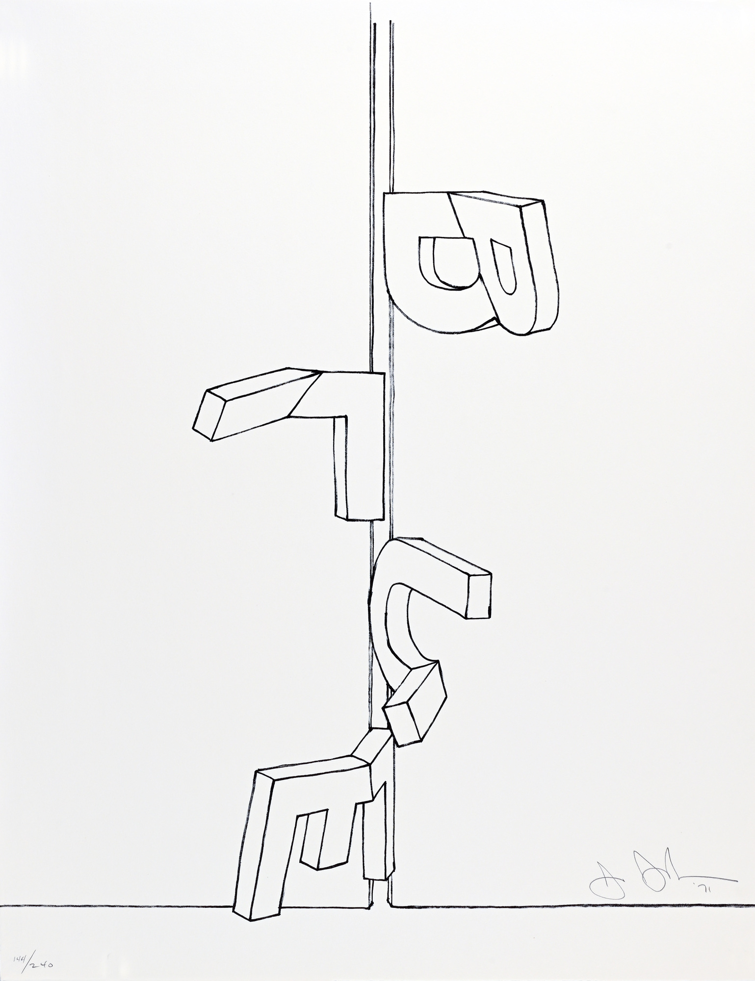 Jasper Johns, Bent Blue, aus "Graphikmappe des Schweizerischen Kunstvereins"