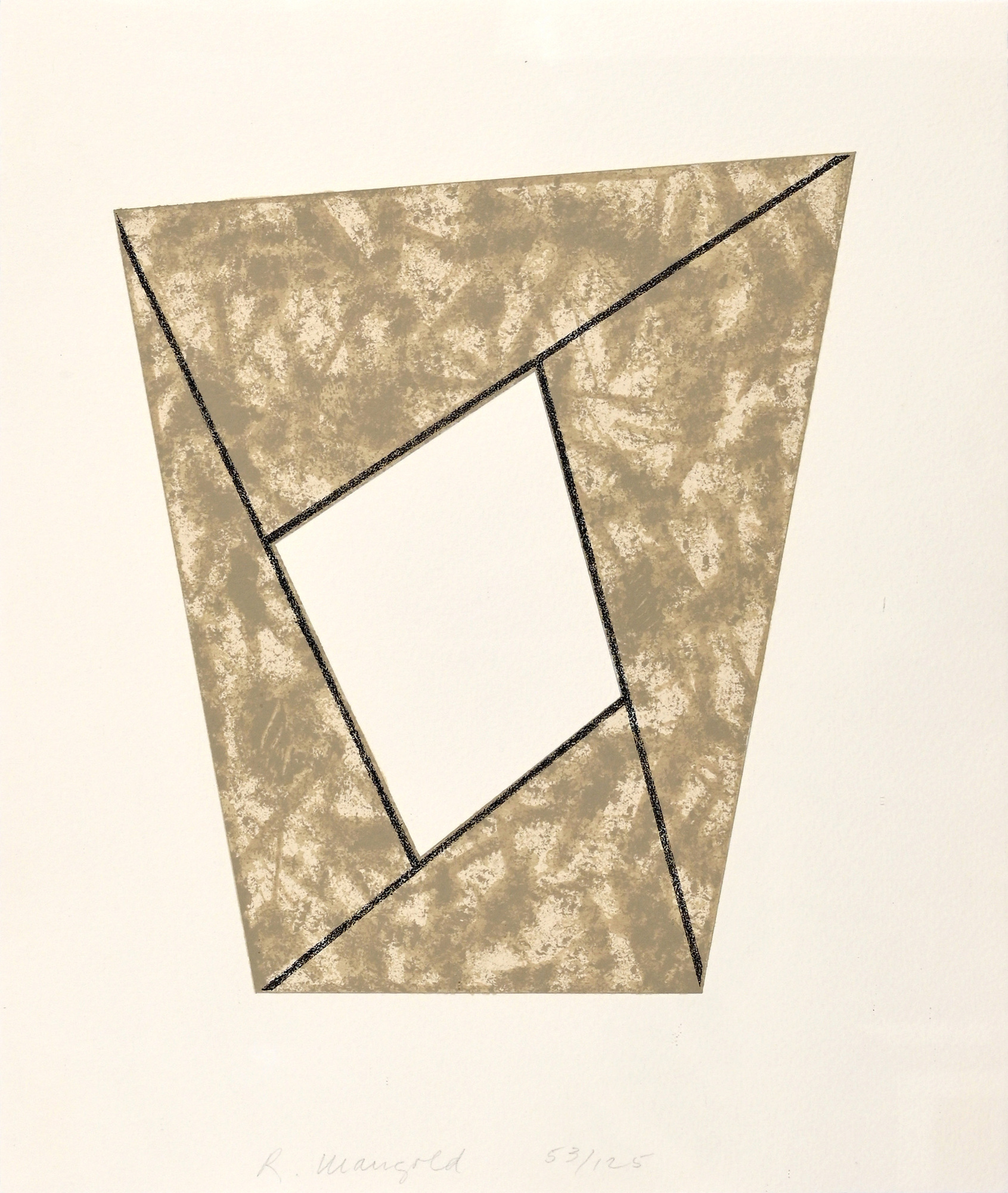 Robert Mangold, 2 Blätter: Irregular grey frame, 1988; Irregular red frame