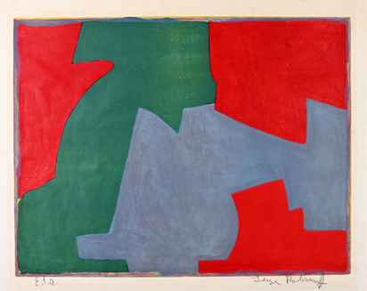 Composition verte, bleue et rouge
