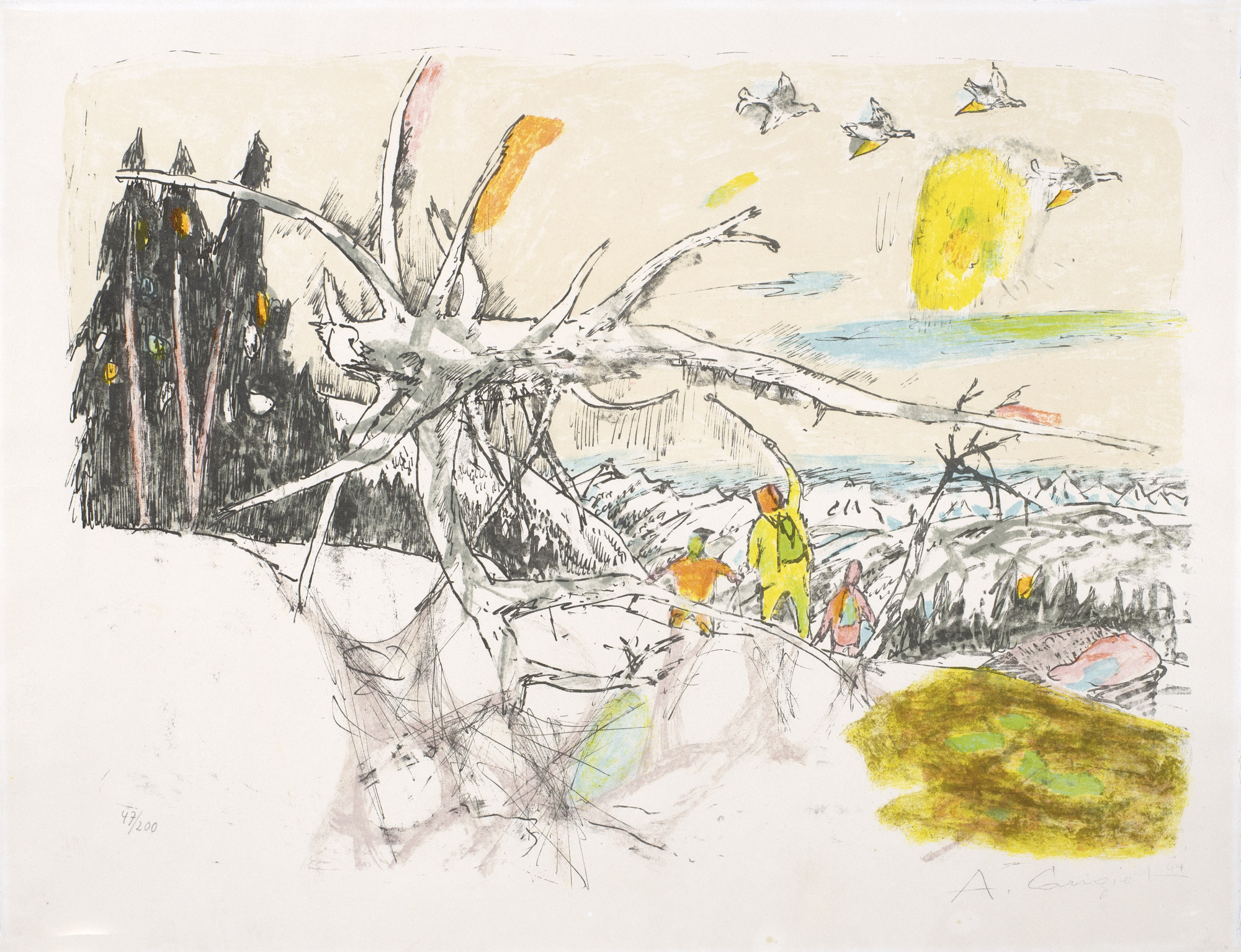 Alois Carigiet, 2 Blätter: Winterszene, 1964; Stillleben 1974