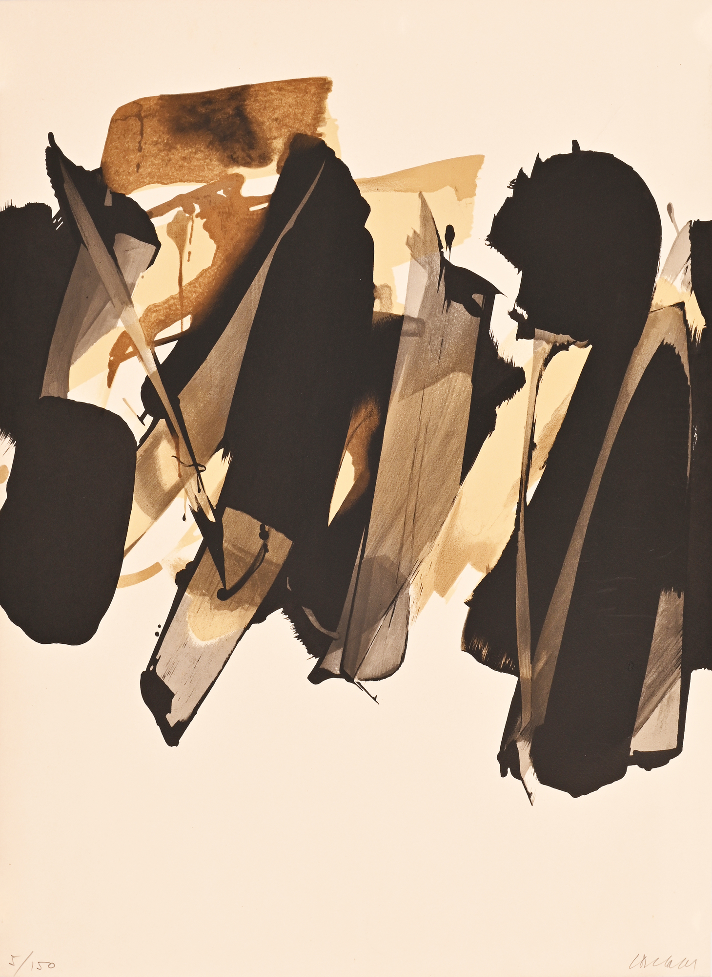 Pierre Soulages, Lithographie n° 14,  aus "Graphikmappe Hochschule St. Gallen"