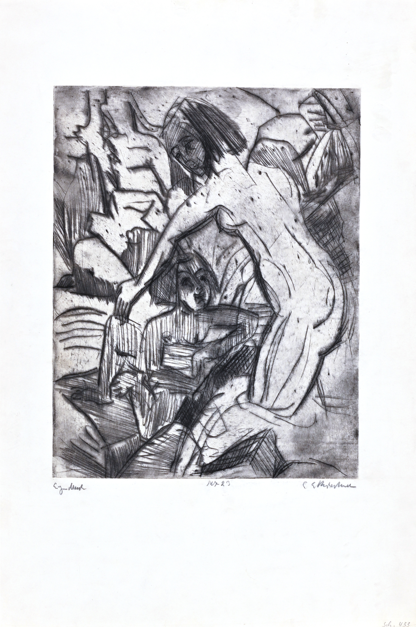 Ernst Ludwig Kirchner, Im Bergbach badende Frau mit Kind