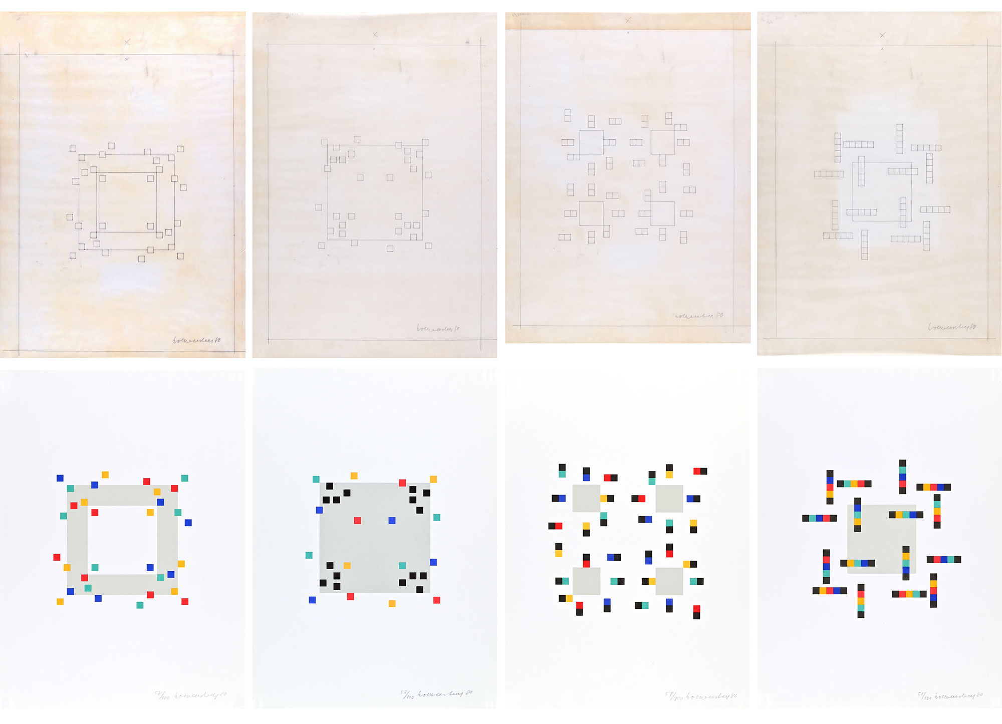 Verena Loewensberg, 8 sheets: Vier Variationen um ein Quadrat