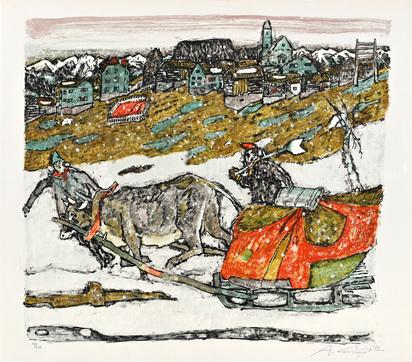 Kuhgespann im Schnee