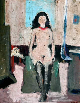 Halbakt, junge Frau im Atelier, 1934; Verso: Barke im Hafen, 1933