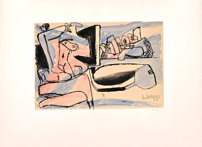 2 sheets: Trois nus feminins avec barque et rochers, 1937; Femme à la fenêtre, 1958