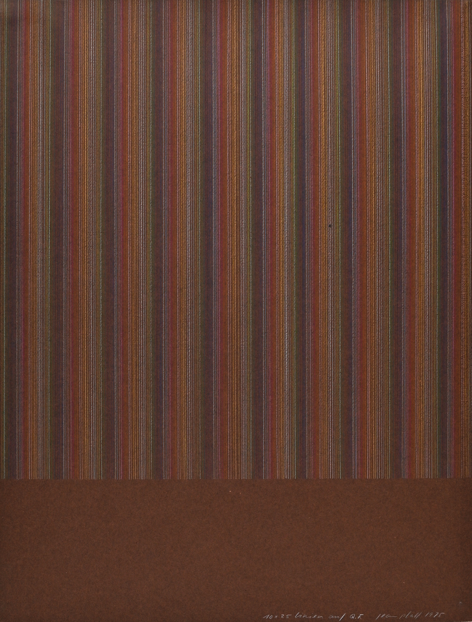 Jean Pfaff, 2 works: 16x20 Linien auf 1/2 Fläche; 10x25 Linien auf Q.F