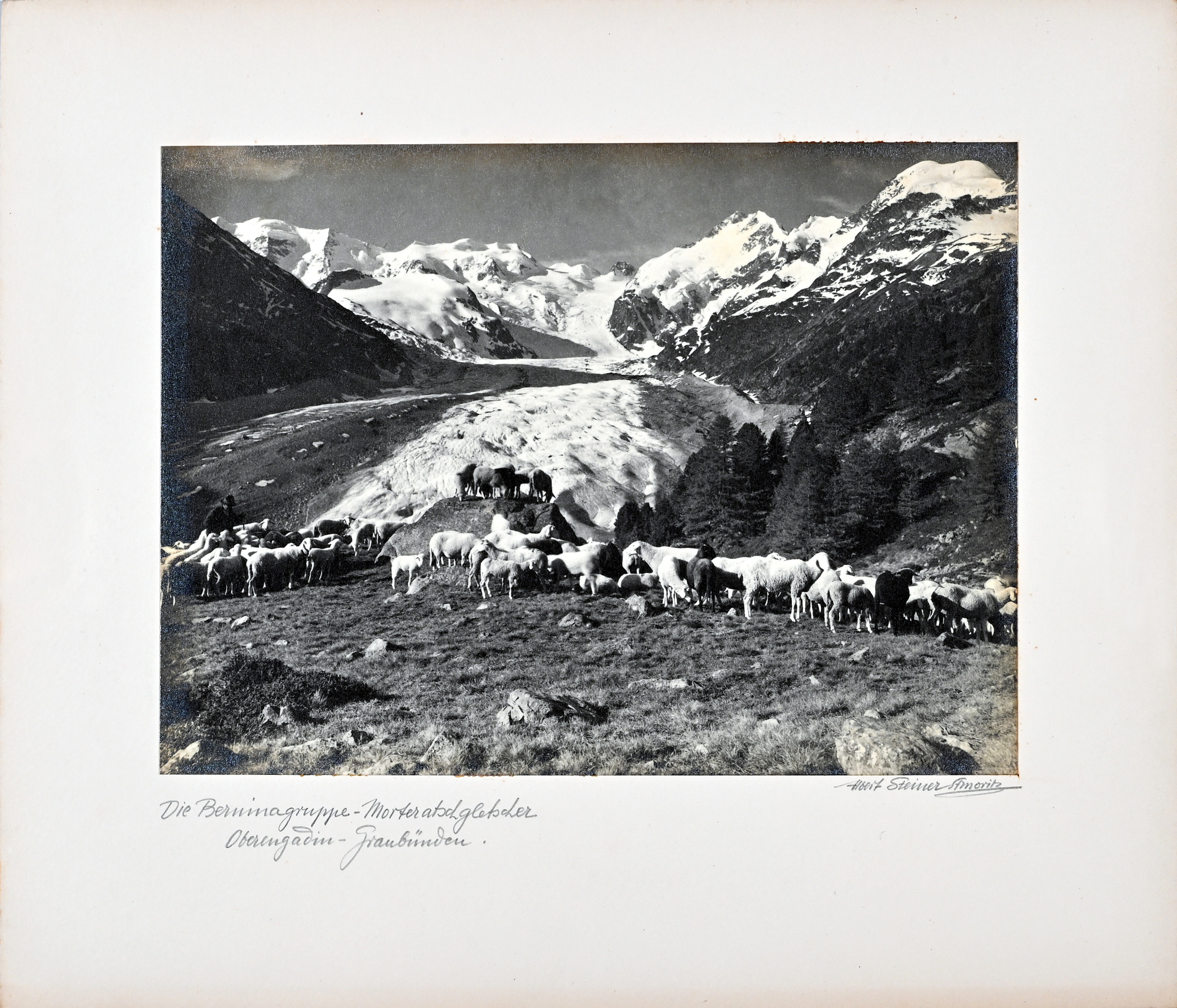 Albert Steiner, Die Berninagruppe - Morteratschgletscher, Oberengadin - Graubünden