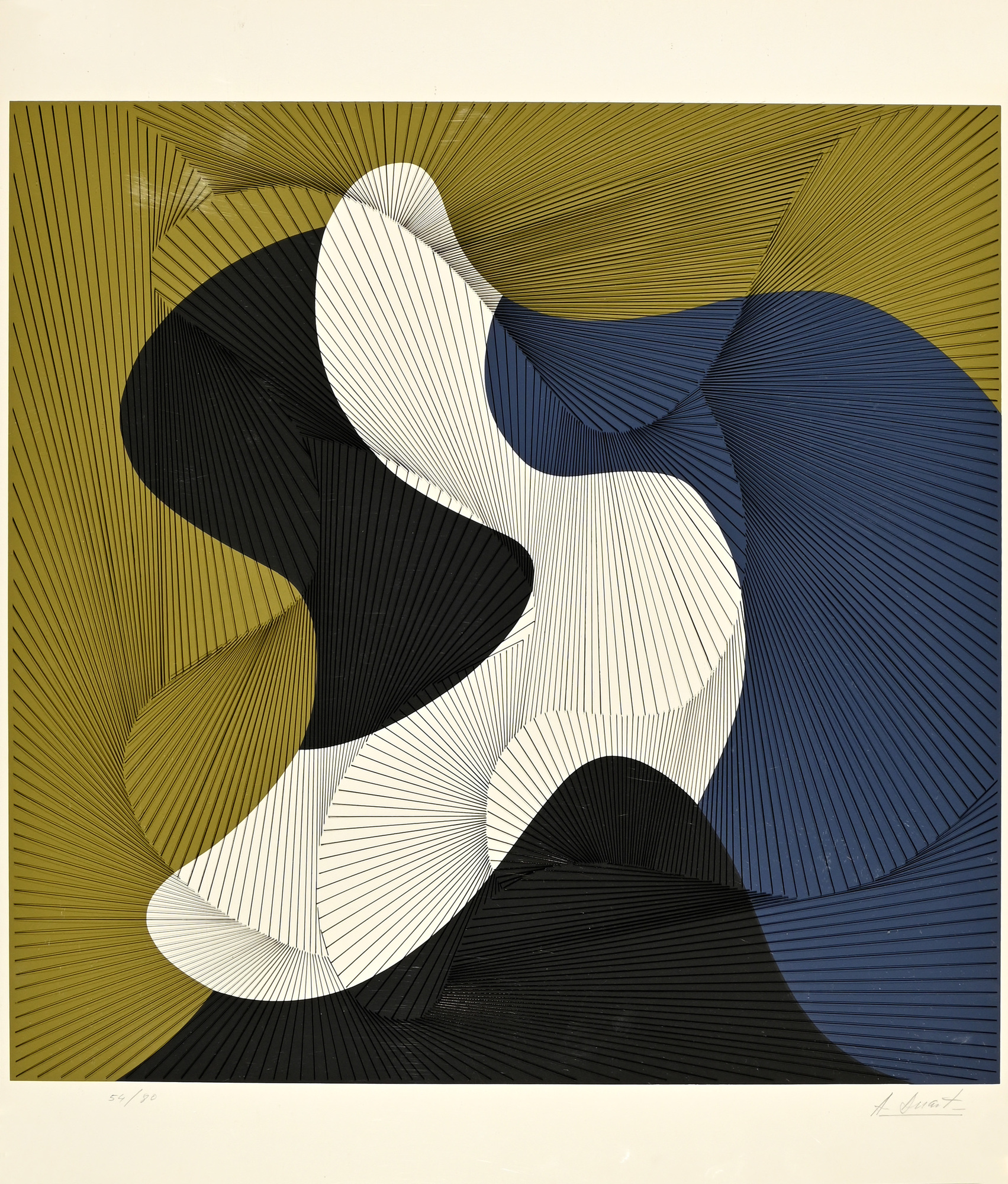 Angel Duarte, Composition cinétique en bleu, vert et blanc