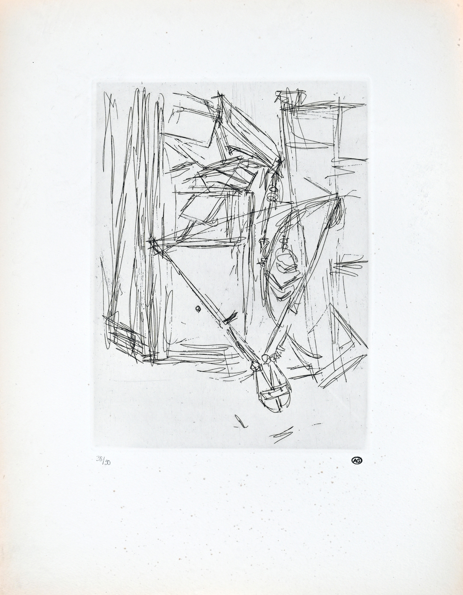Alberto Giacometti, 2 etchings: Tenailles dans l'atelier de Diego, 1965; Cisailles dans l'atelier de Diego, 1965