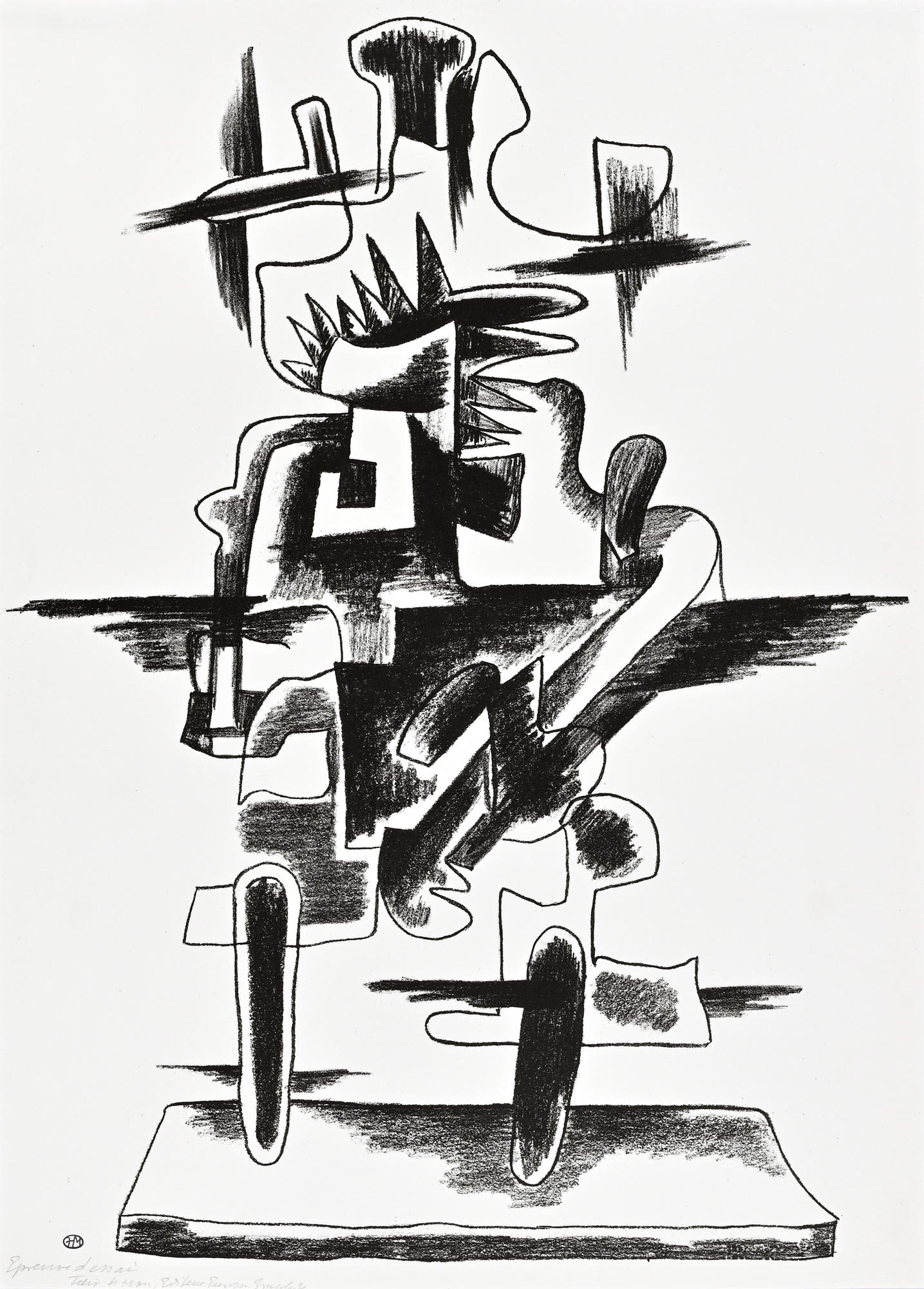 Ossip Zadkine, 2 Blätter: Le merveilleux radeau, 1966; Deux Figures, 1967