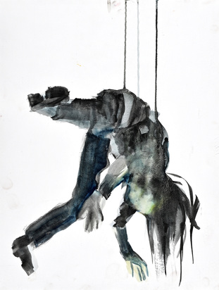With nowhere to fall in the arms of (illegible)