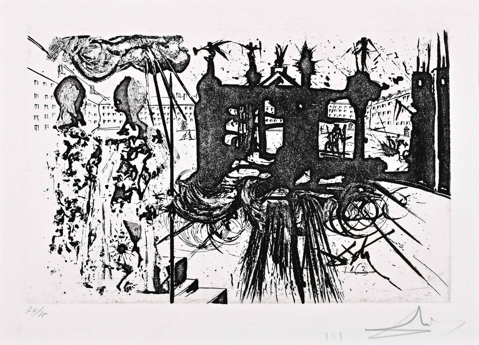 Salvador Dalí, 3 Blätter: Visión del paraíso; El portico und Personaje encadenado, aus "La vida es sueño", 1975