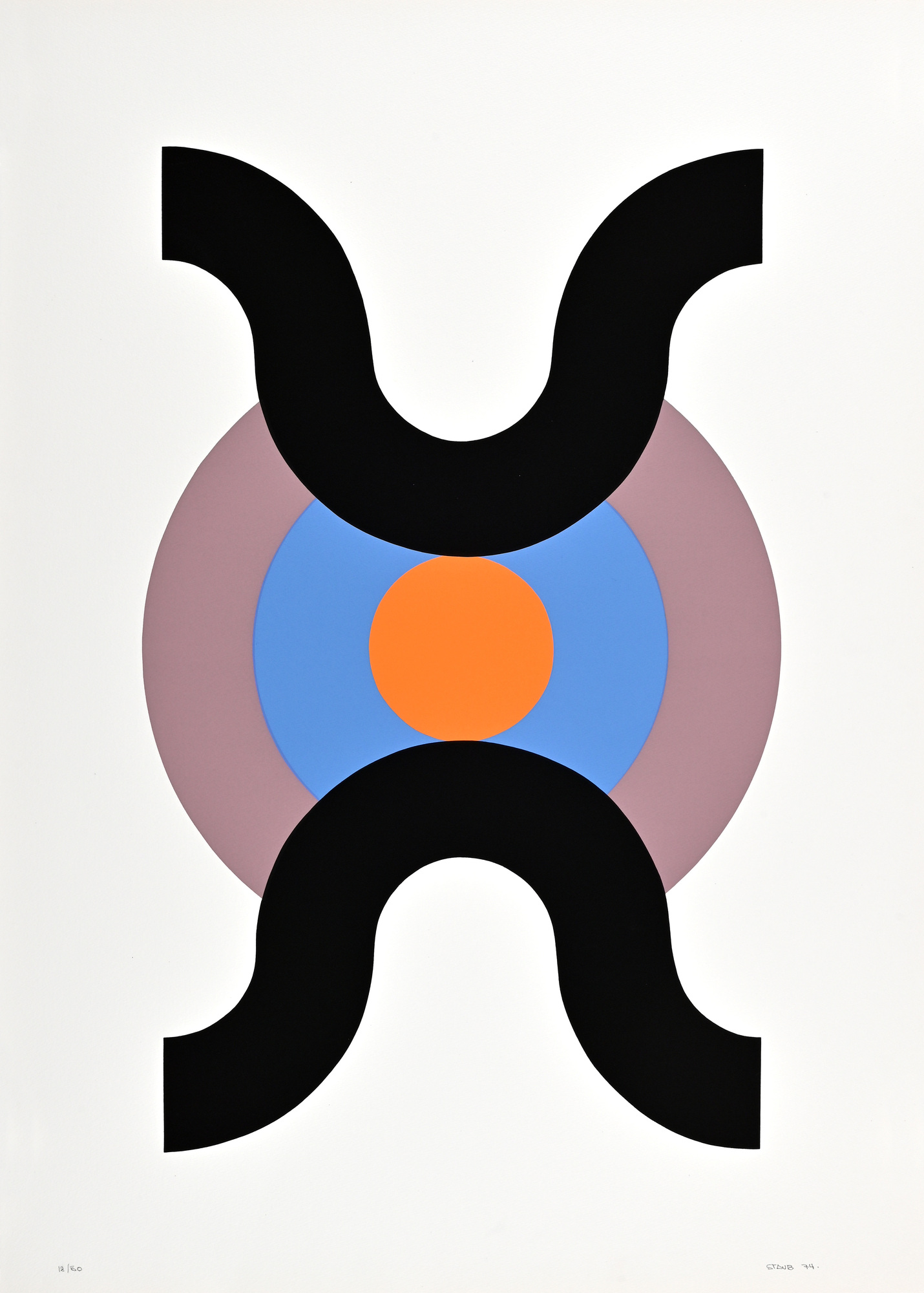 Josef Staub, 4 Blätter: Abstrakte Komposition 1, 1974 (2); Abstrakte Komposition 2, 1973 (2)