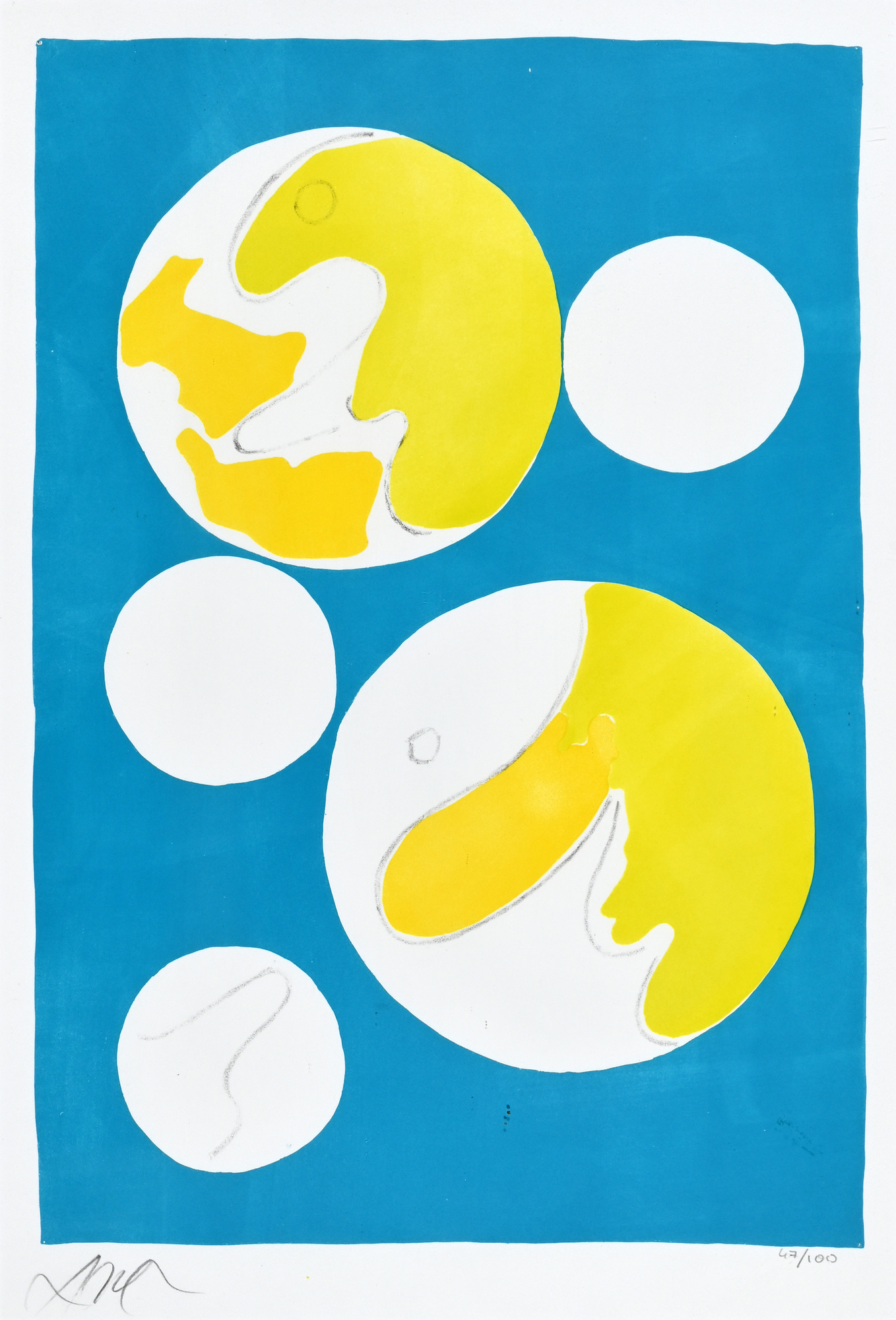 Hans Arp, Cinq lunes sur fond bleu