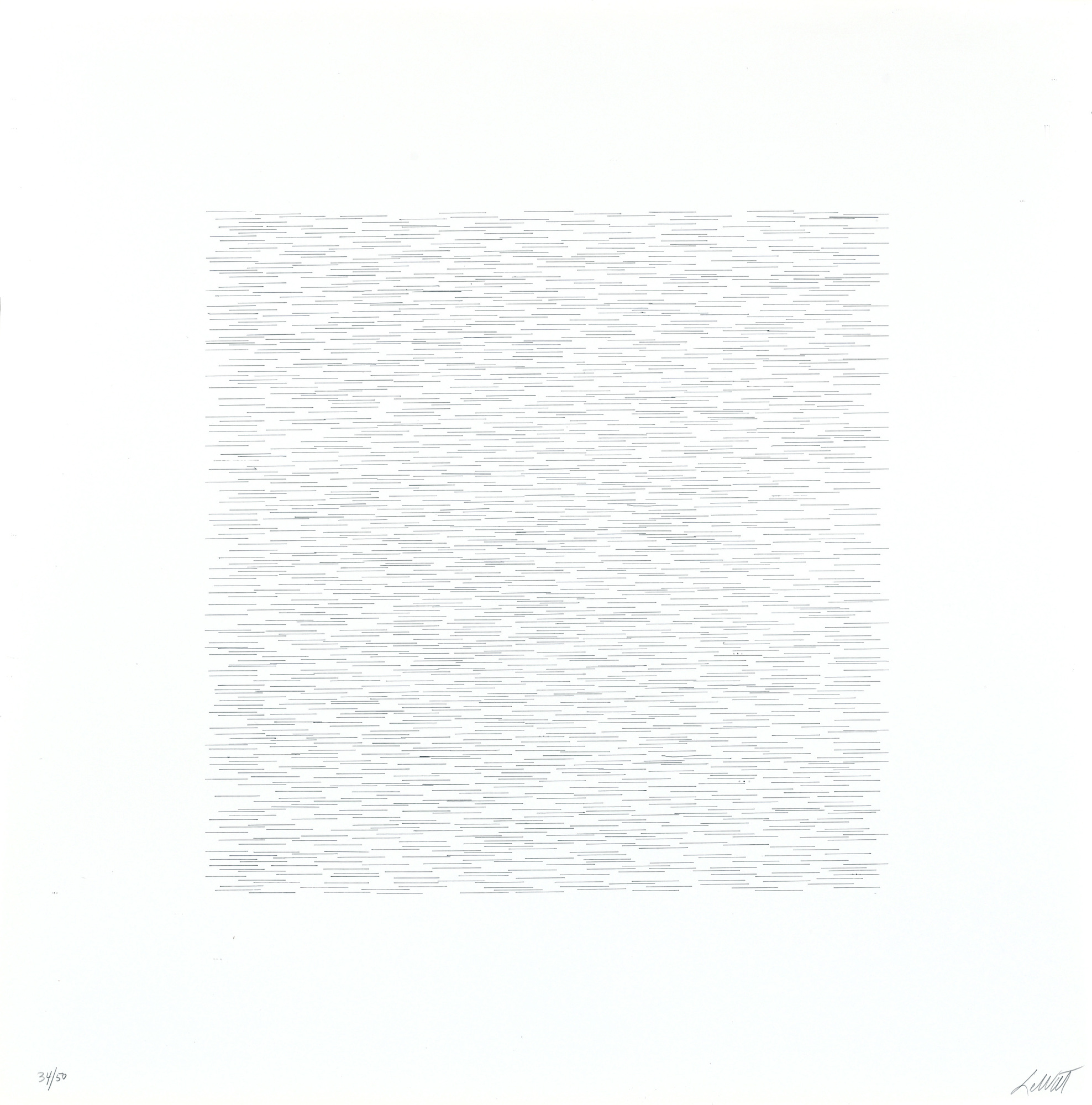 Sol LeWitt, Sheet 5 from the series "Lines of One Inch, Four Directions, Four Colors"