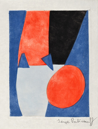 Composition bleu, gris et rouge, from "Parménide"