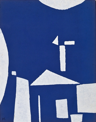 2 works: Griechische Urformen, 1943; Weisse Formen auf braunem Grund, 1945