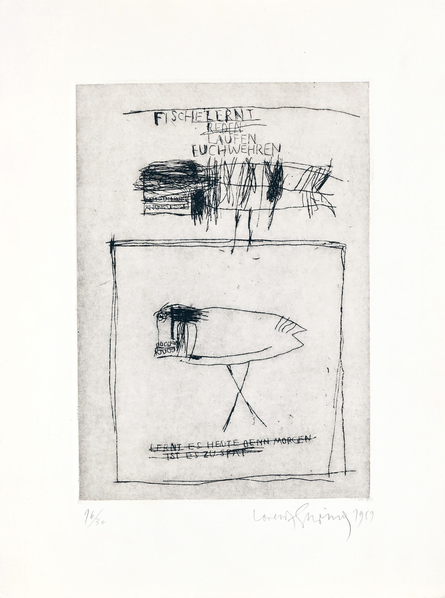 Grafik 20. / 21. Jh., 2 Blätter: Lenz Klotz, 2001; Lorenz Spring, 1989