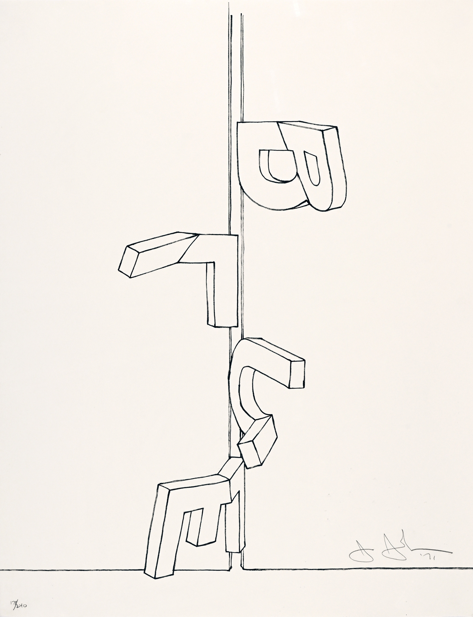 Jasper Johns, Bent Blue, from "Graphikmappe des Schweizerischen Kunstvereins"