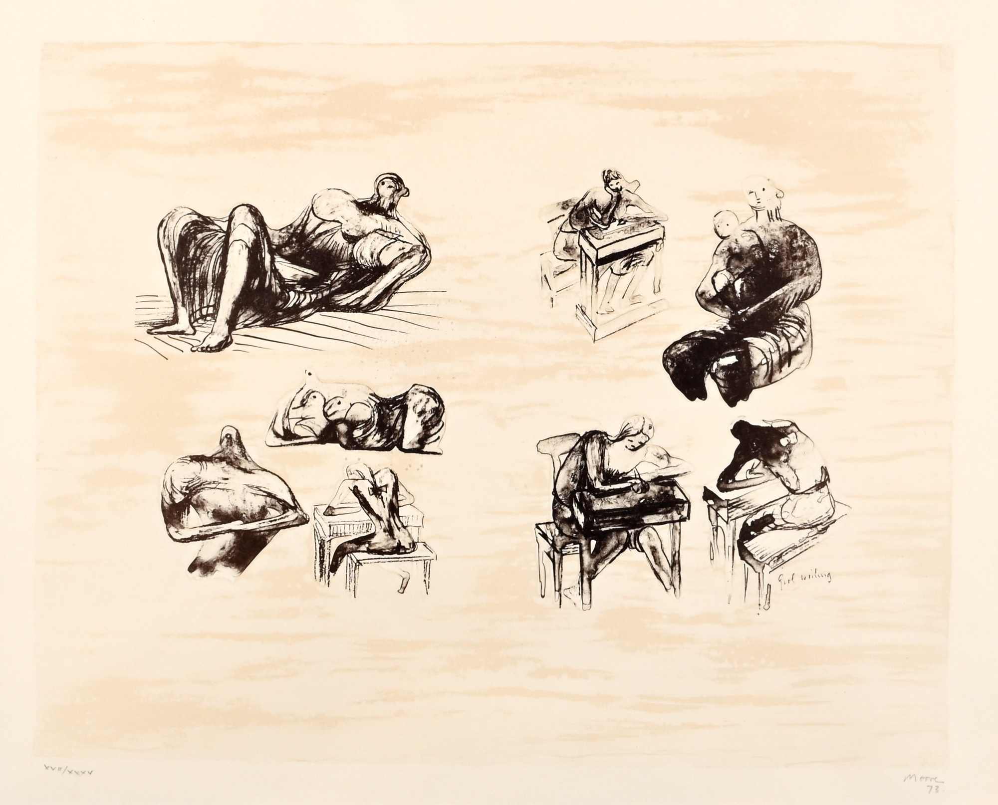 Henry Moore, Eight Sculptural Ideas Girl Writing