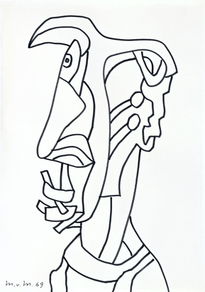4 works: Portrait, 1969; 2 Figuren; Objects (2)