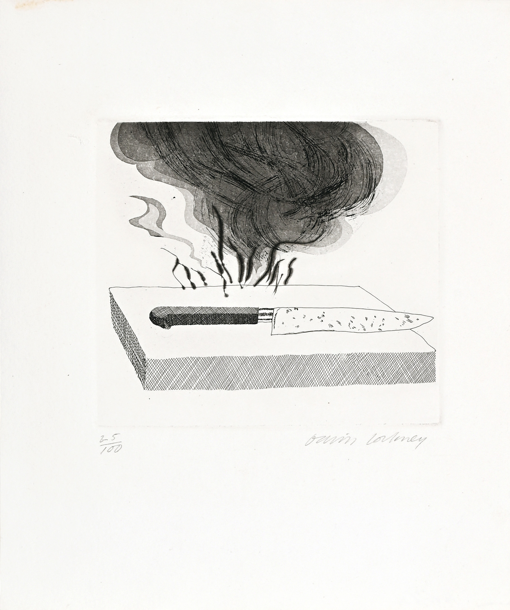 David Hockney, The Carpenter's Bench, a Knife and Fire