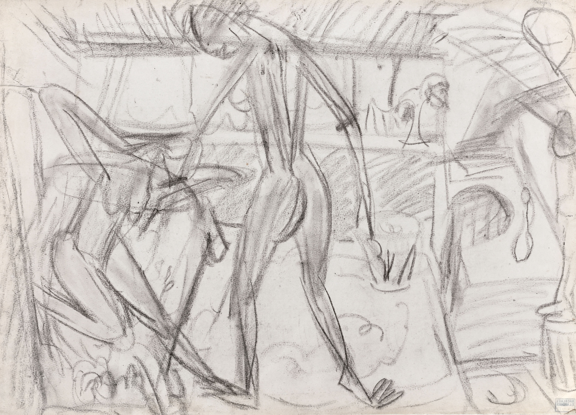 Ernst Ludwig Kirchner, Zwei tanzende weibliche Akte im Atelier