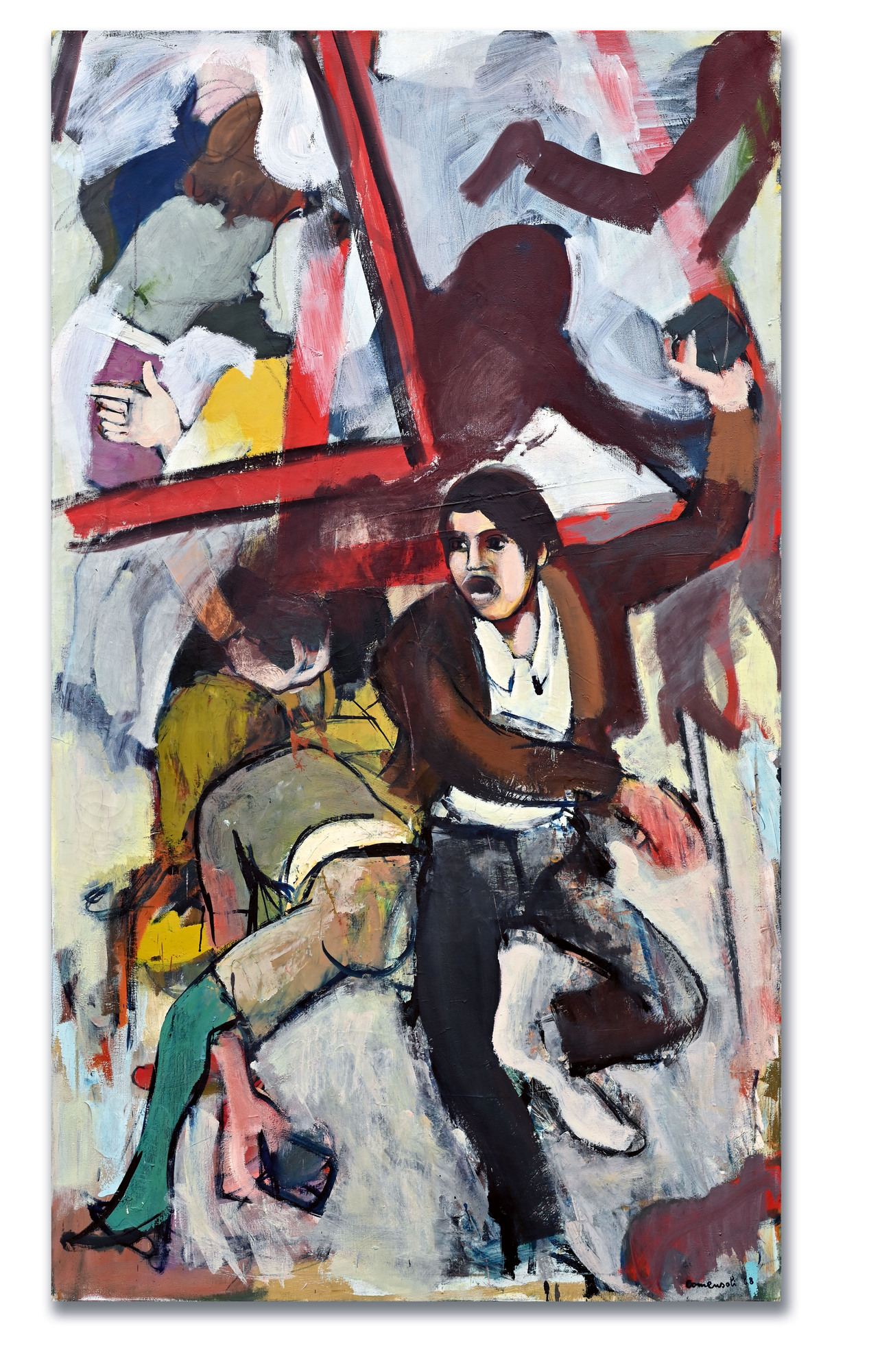 Mario Comensoli, Auf der Strasse (Steinwurf)